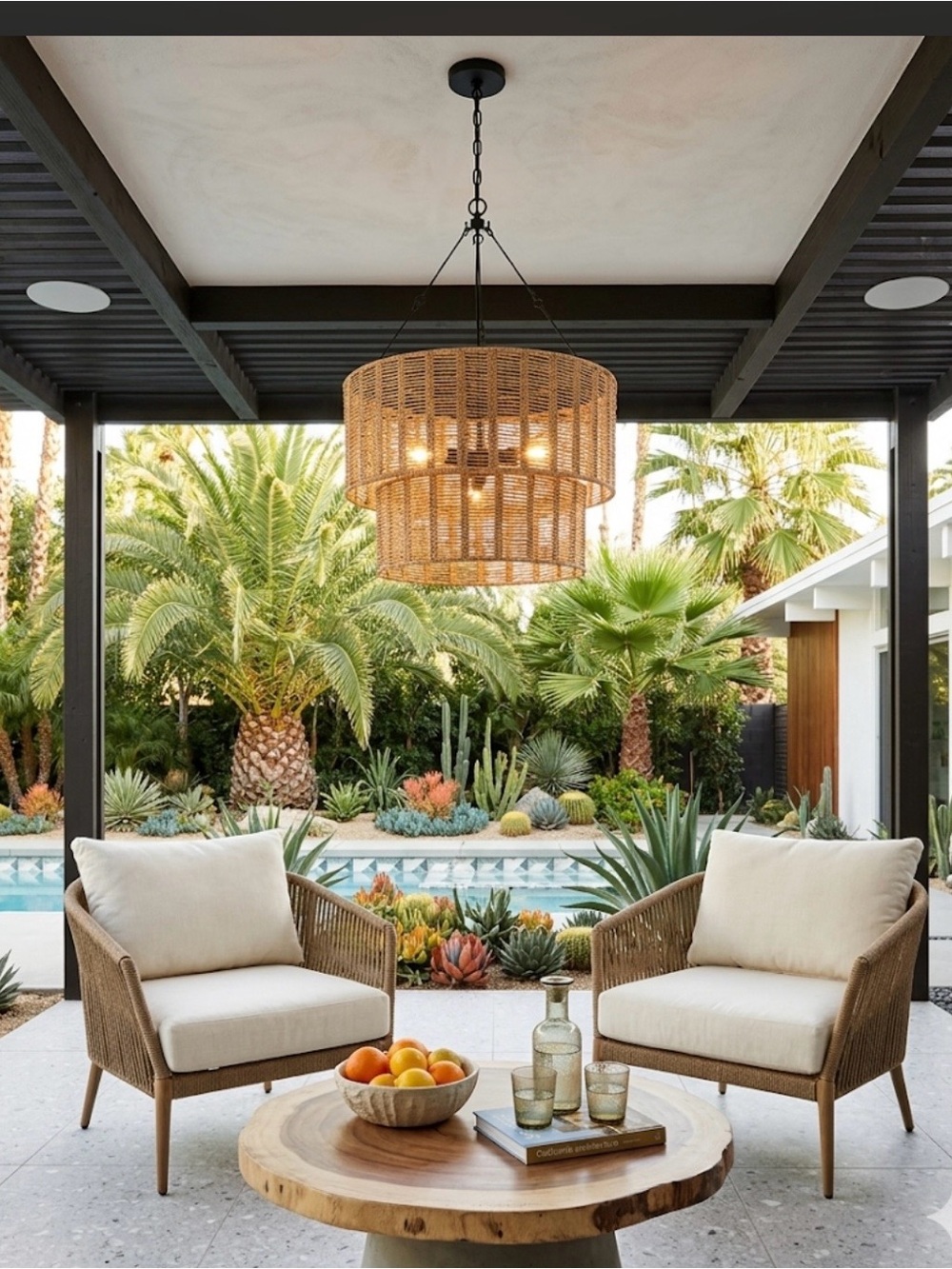 Hailee 3 light woven basket chandelier pendant. New in Box